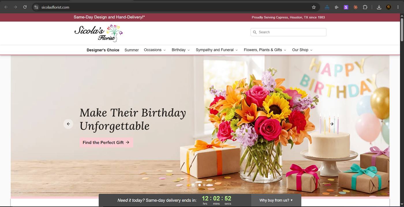 Sicola's Florist — Web Design